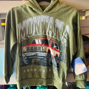 Ford Olive Green Crewneck Sweatshirt with Red & Cream Truck Graphic